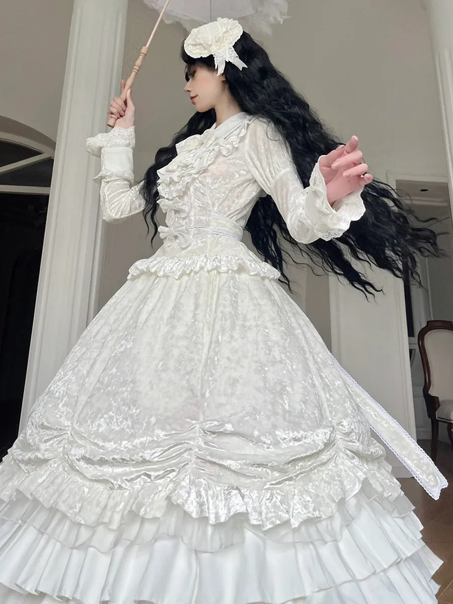 Gothic Lolita Dresses Lace Bows White White